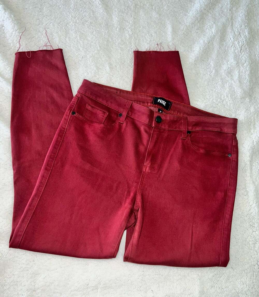 PAIGE Verdugo High-Rise Crop Skinny Jeans - red - size 32 - F9